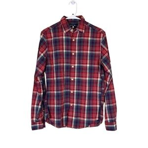 Alex Mill Linen Blend Plaid Button Up Shirt Size XS